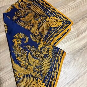 Men's Navy and Gold Floral Pocket Square Scarf